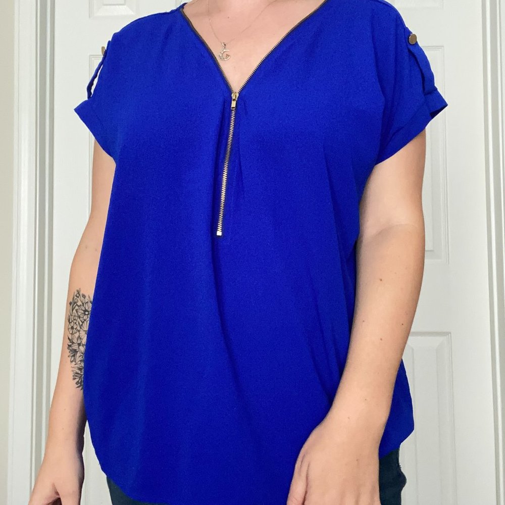 Royal Blue Zip Up Top